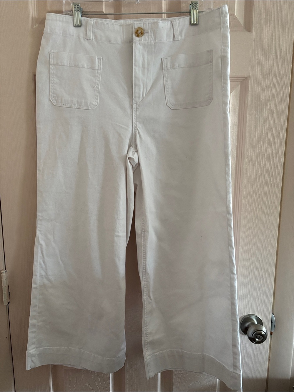 1822 Denim White Cropped Wide-Leg Pants